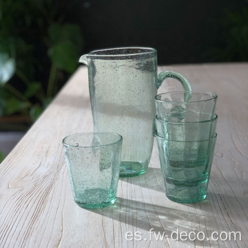 Jarra de agua de vidrio verde jarra de vasos para beber